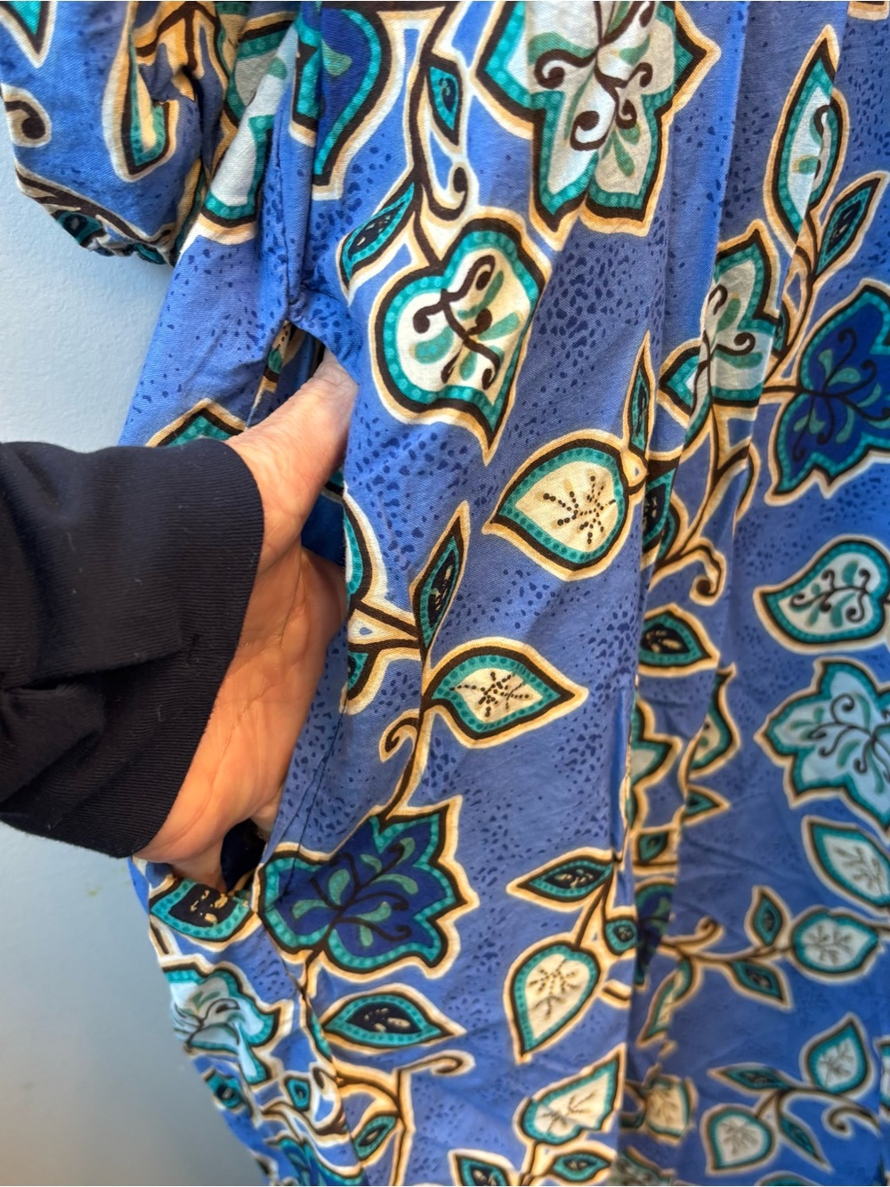 Comfort Choice 5X House Dress Kaftan half zip Blue Floral Cotton Pockets - Picture 8 of 10